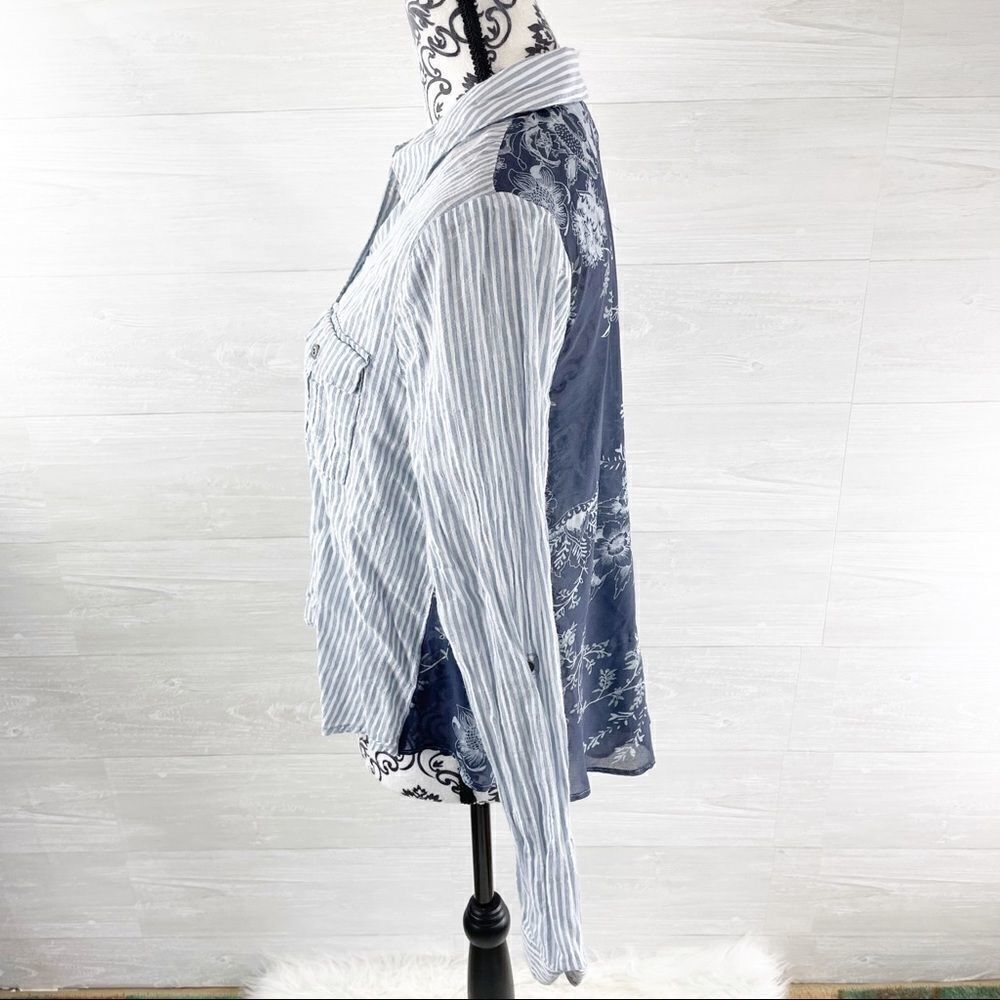 Free People Striped Multiprint Button Down Top - Picture 7 of 9